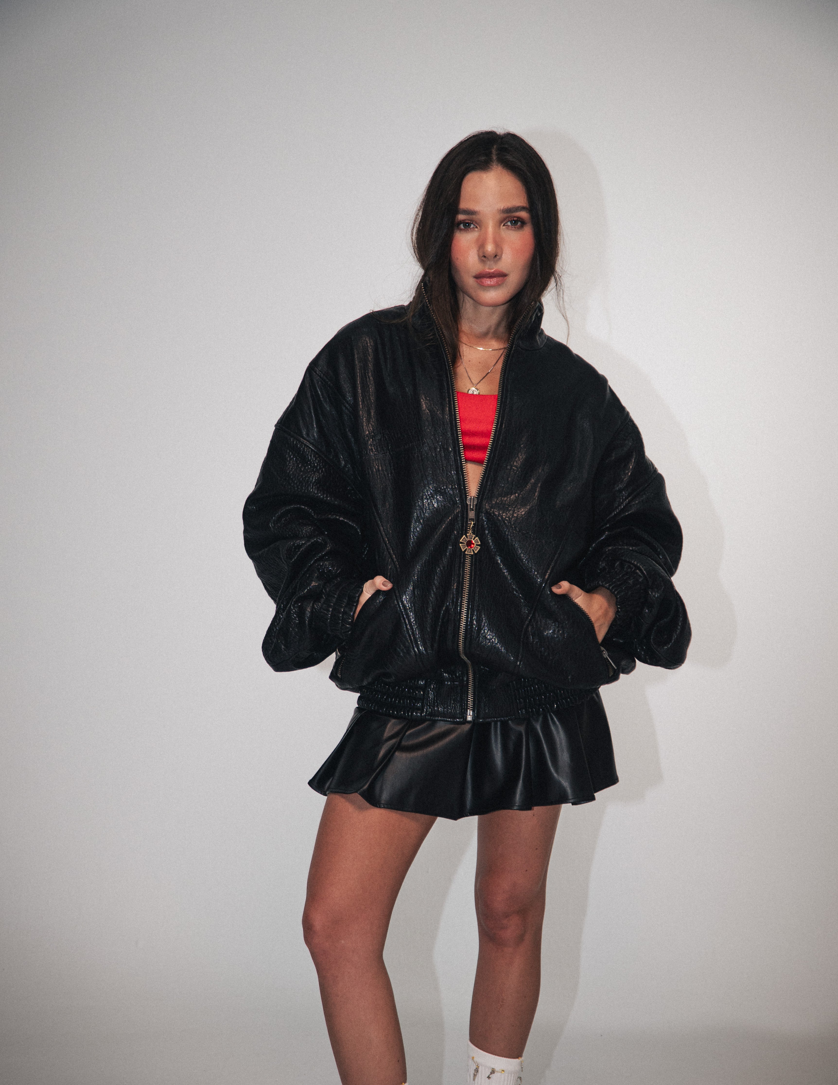 CHAQUETA CUERO OMERTA NEGRA