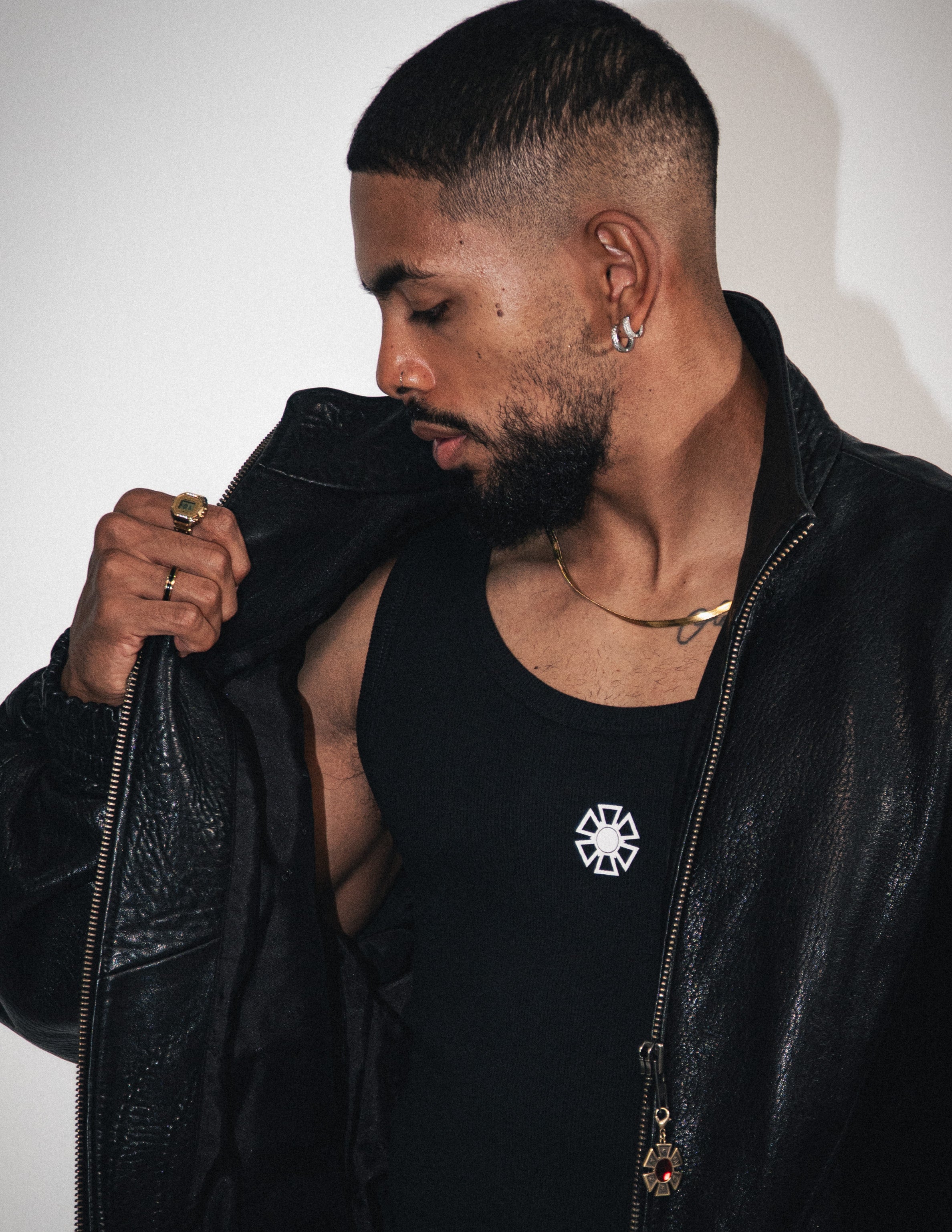 CHAQUETA CUERO OMERTA NEGRA