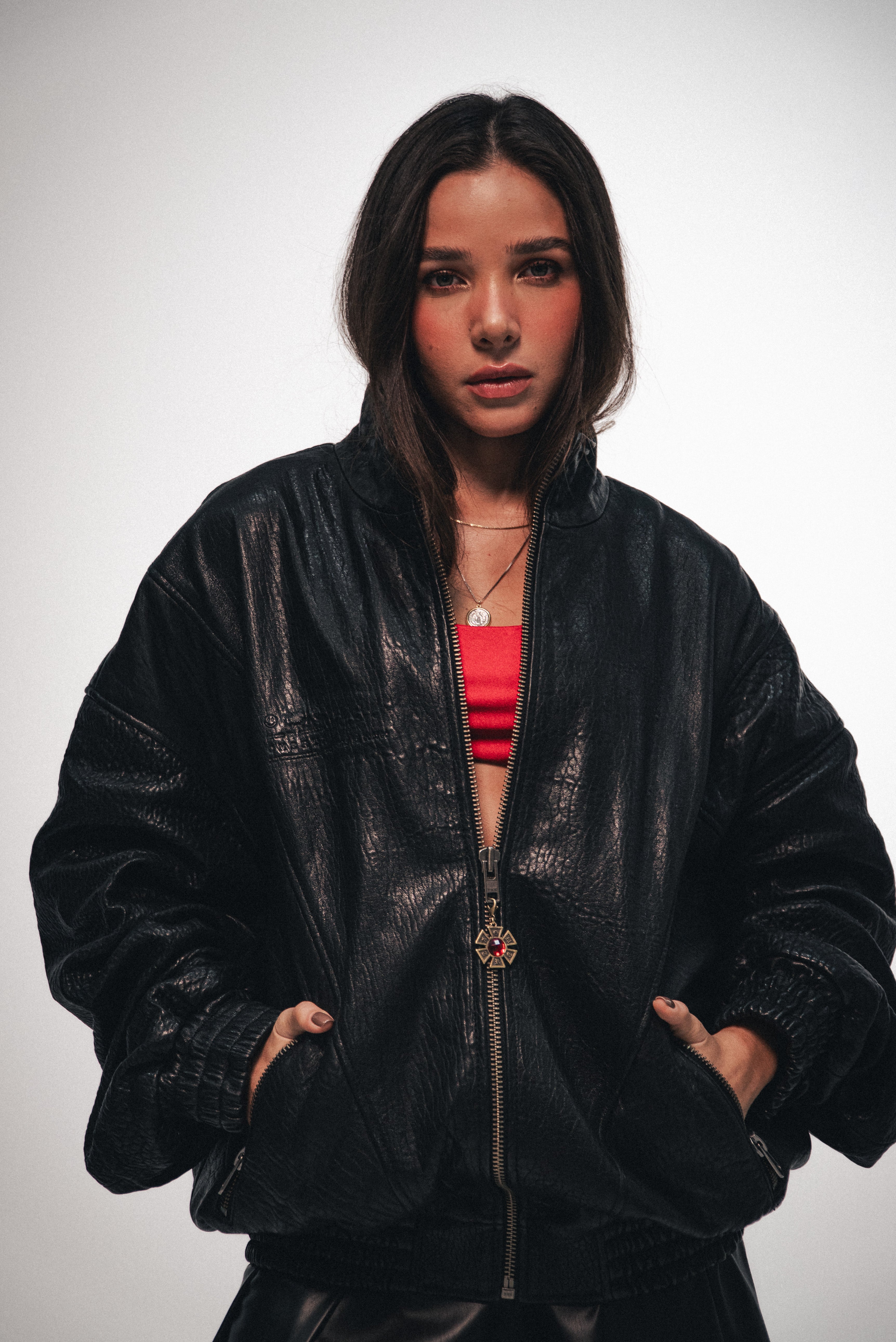 CHAQUETA CUERO OMERTA NEGRA