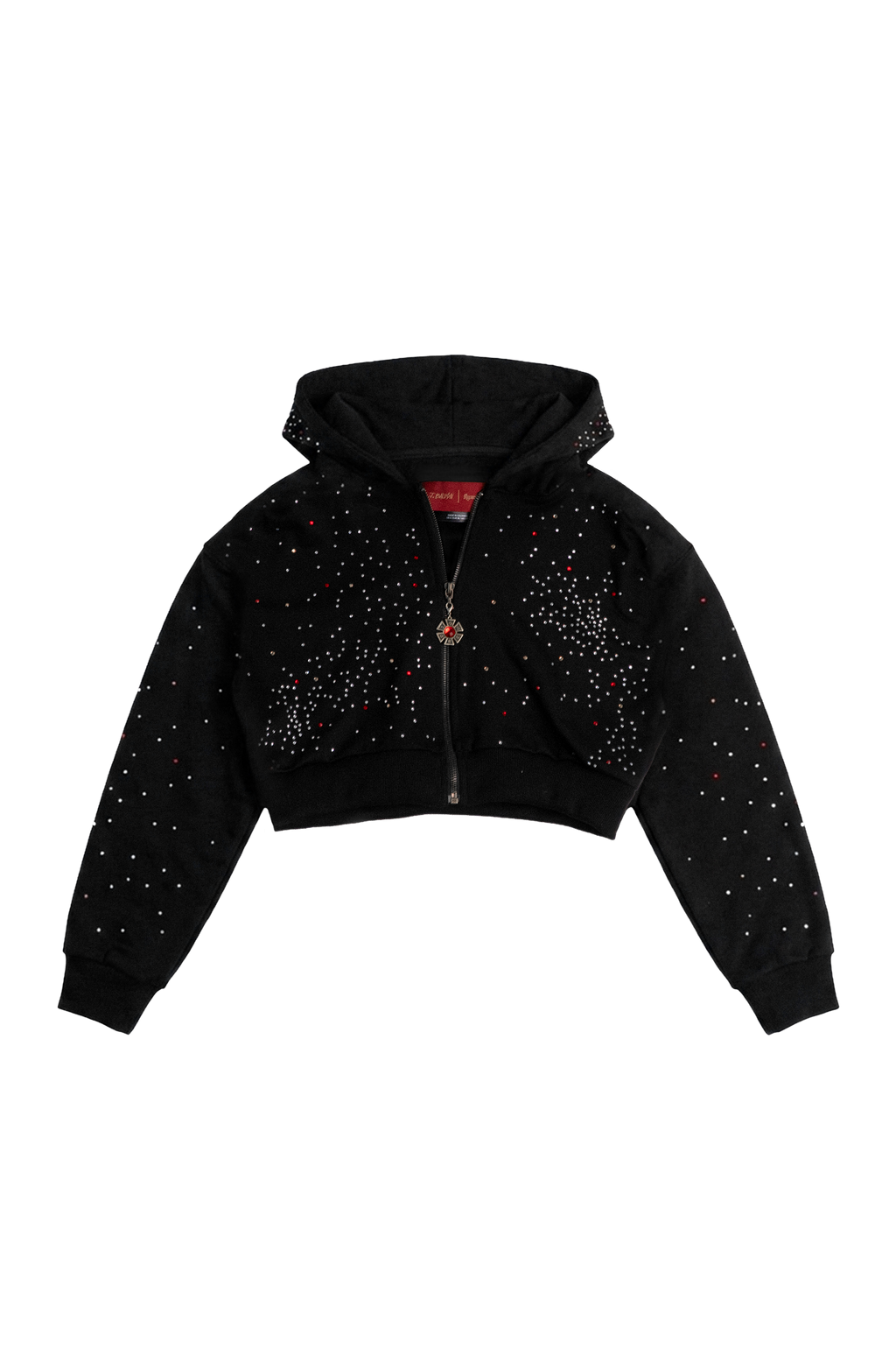 BLACK CROP HOODIE OMERTA