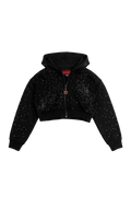 BLACK CROP HOODIE OMERTA